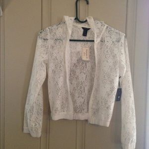 Cream lace jacket with hood