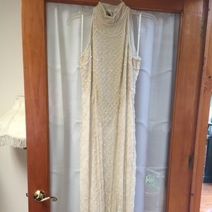 Beaded and pearl floor length dress