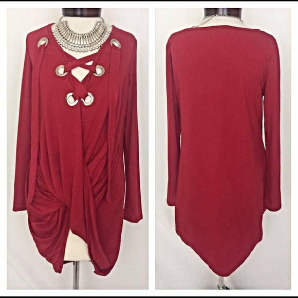 WOW Asymmetrical Lace Up Tunic Small 💋 - Picture 4 of 4