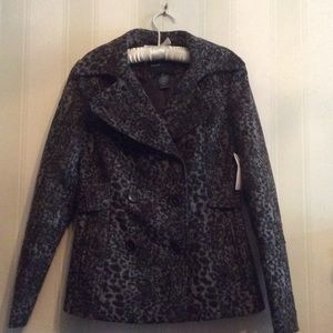 Cheetah print pea coat sz 4
