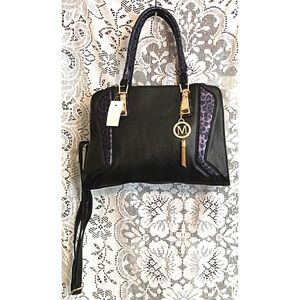 Boutique Bags - Cheetah Purple Black Vegan Leather Satchel Tote Boutique Bags - Cheetah Purple Black Vegan Leather Satchel Tote