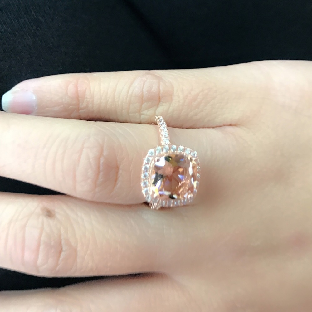 Sterling Silver Morganite Rose Gold Plated Ring