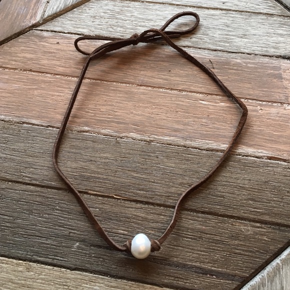 💎 suede handmade freshwater pearl choker 💎