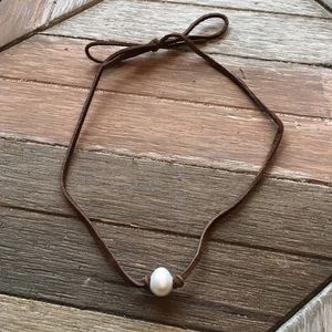 💎 suede handmade freshwater pearl choker 💎