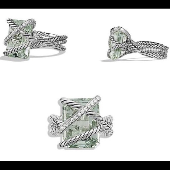 David Yurman Cable Wrap Ring Prasiolite & Diamonds