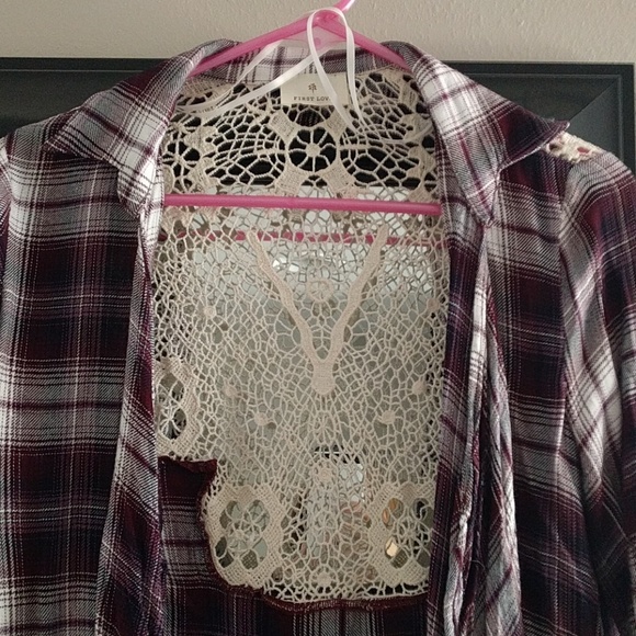 Fun Plaid Lacey Top - Picture 2 of 4
