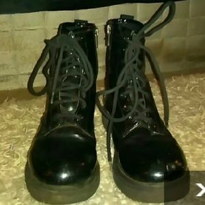 Black zip up combat boots