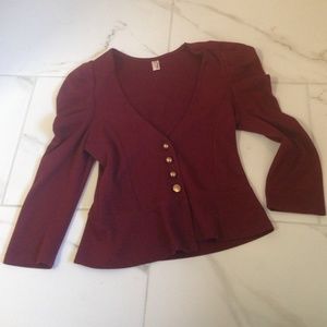 Burgundy crop blazer