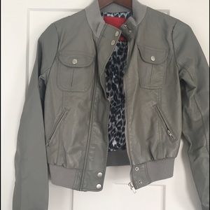 Gray leather jacket