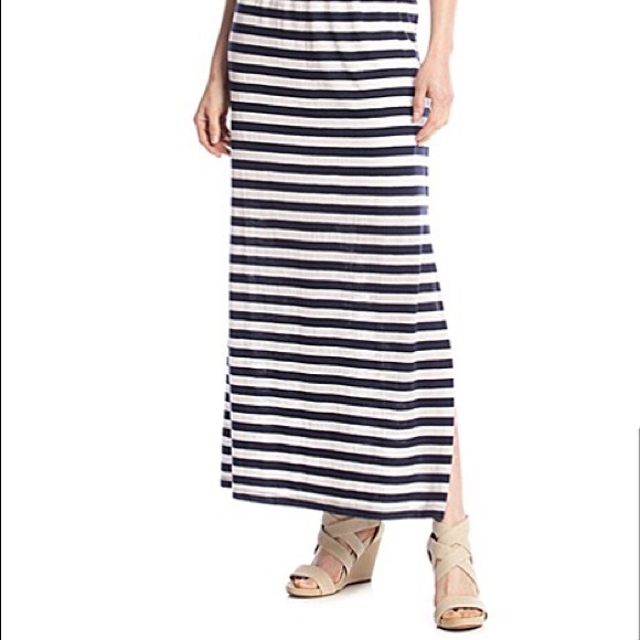 (Sizes S, L, XL) Navy & White Striped Maxi Dress - Picture 2 of 3