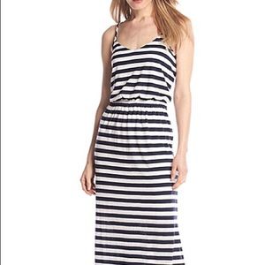 (Sizes S, L, XL) Navy & White Striped Maxi Dress