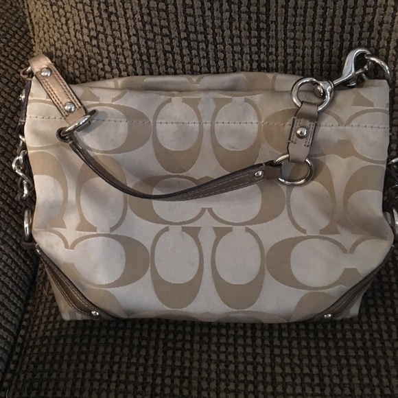 Tan Monogram Coach purse