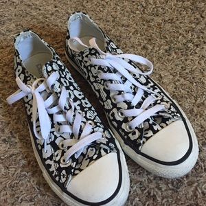 Black and white cheetah print converse