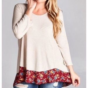 NWT Plus Size Thermal with Burgundy Ruffle