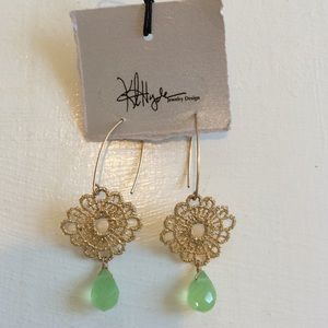Gold & green earrings
