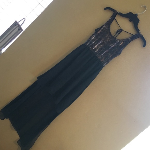Copper/black high low dress