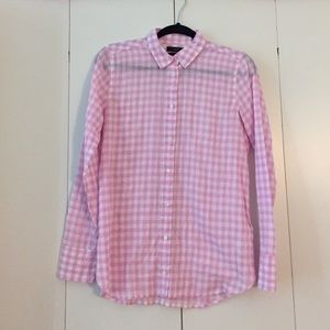 J. Crew Pink Gingham Button-Up