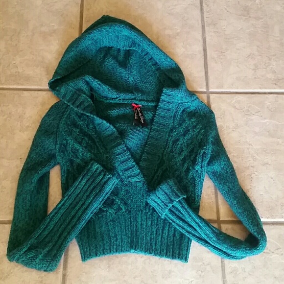 Dark green with black marbled hooded sweater