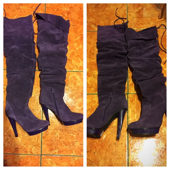 Over the knee suede boots