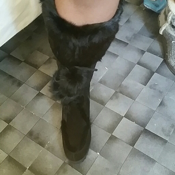 Karita Suede Coach high wedge boot.