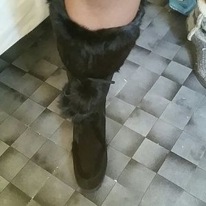 Karita Suede Coach high wedge boot.