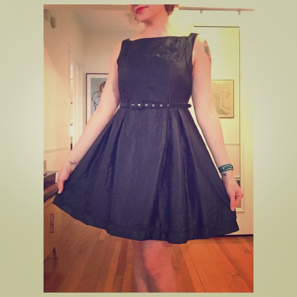 Navy Sheen 60's Style Dress