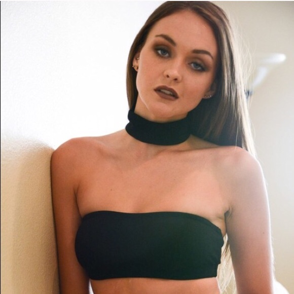 Choker tube top bralette black choker bra - Picture 3 of 4
