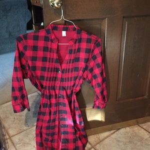 Red and black plaid blouse