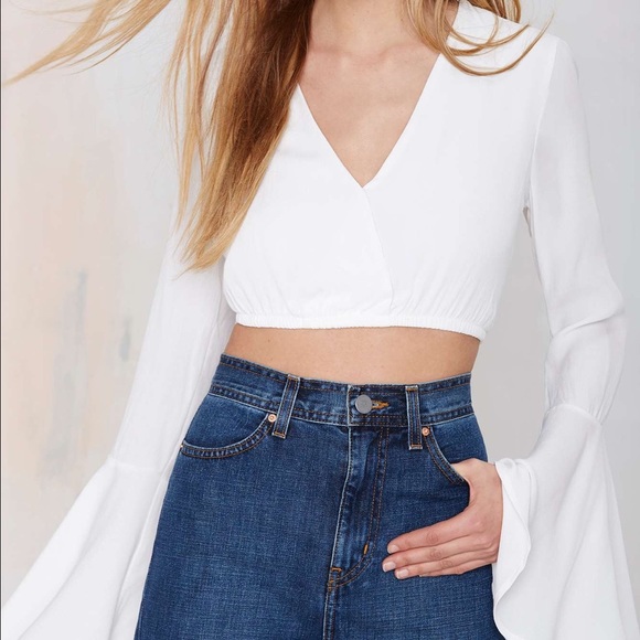 Nasty Gal Bell Sleeve Crop Top - Picture 1 of 4