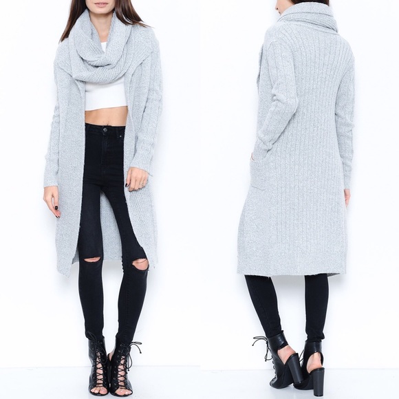 Infinity Scarf Grey Sweater Cardigan - Picture 4 of 4