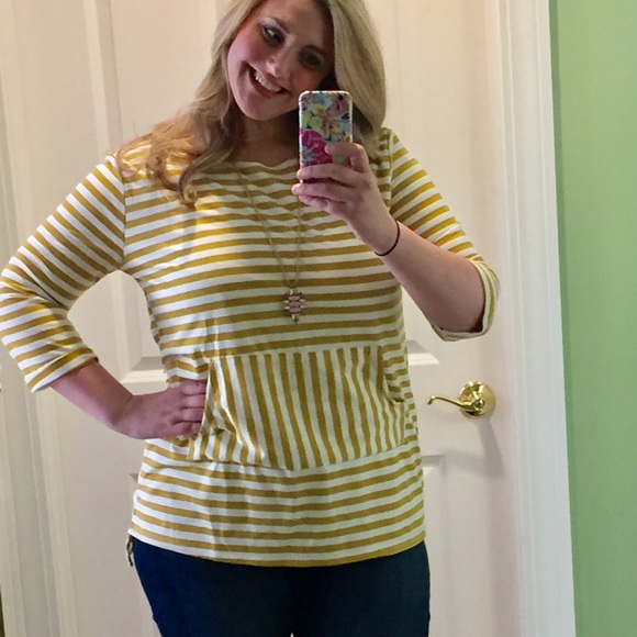 S-L Front Pocket Stripe Tunic Top Mustard - Picture 4 of 4