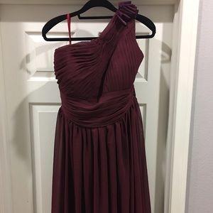 Deep Burgundy one shoulder dress by Izidress.