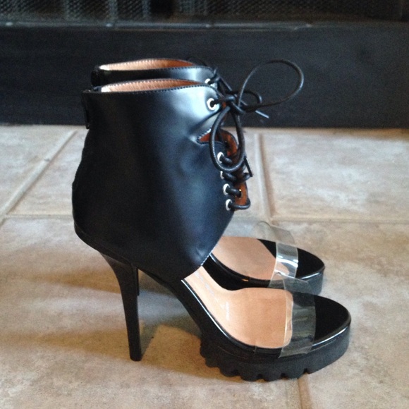 Jeffery Campbell Lace Up Black Stilettos Size 6.5