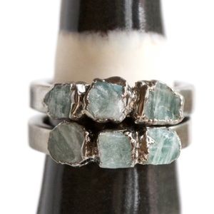Raw Amazonite ring / palladium plated
