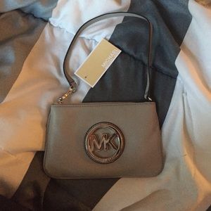 Michael Kors Pearl Grey Leather Wristlet