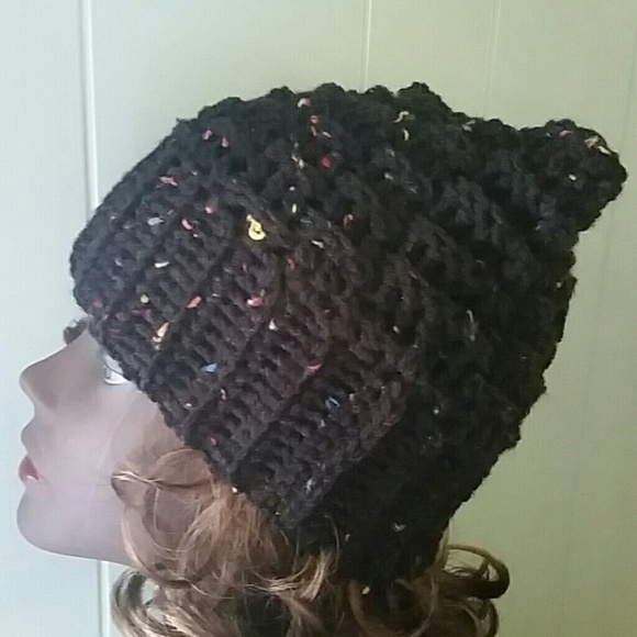 Kitty Cat Ear Hat and Wrist Warmer Set - Picture 2 of 4