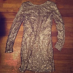 Gold sequence mini dress