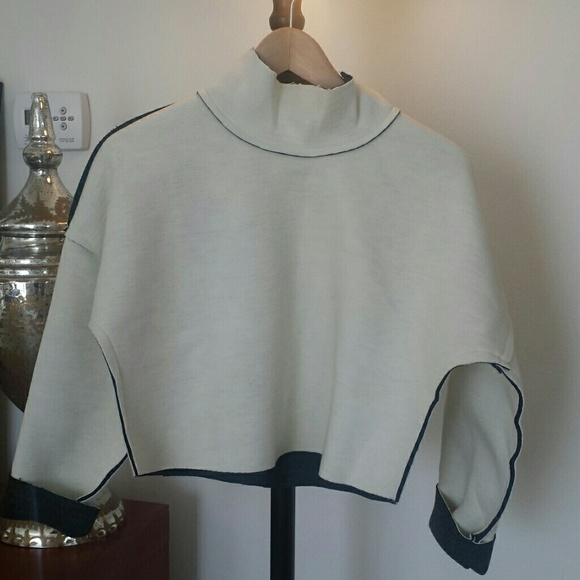 Cream & Gray Crop Top Sweater - Picture 1 of 2