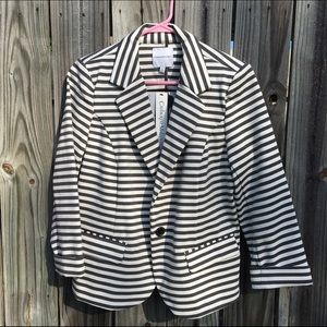 NWT Gray and White Striped Blazer Jacket