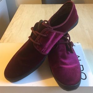 Aldo burgundy velvet sneaker
