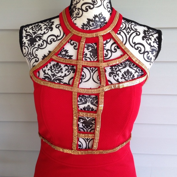 Red & Gold Birdcage Nov Blouse Medium - Picture 2 of 4