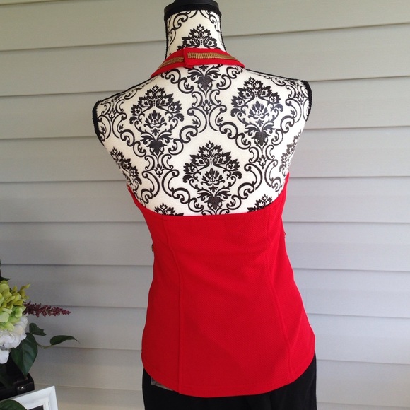 Red & Gold Birdcage Nov Blouse Medium - Picture 3 of 4