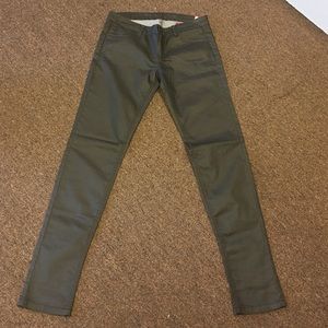 Metallic grey skinny jeans