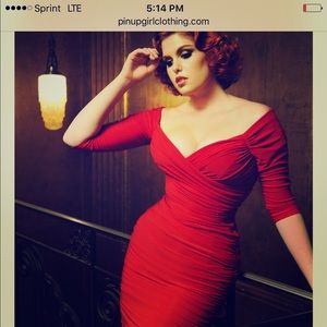 Laura Byrnes Monica Dress Red 2x pinup girl