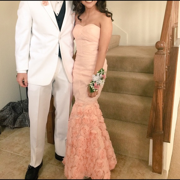 mermaid chiffon rose prom dress - Picture 1 of 2