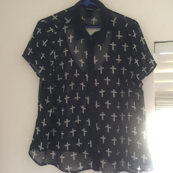 TORRID cross button down with cut out back!