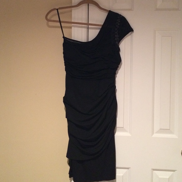 Bebe Black One Shoulder Dress, Size Small
