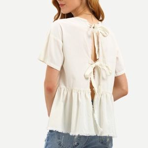White tie back short sleeve top