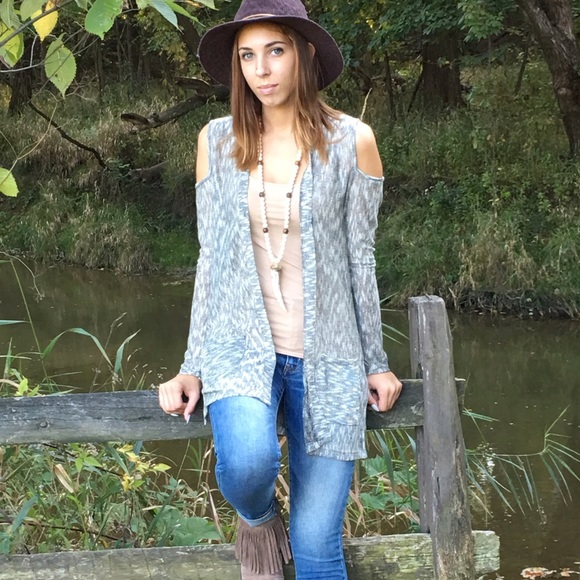 Cold Shoulder Marled Cardigan - Picture 4 of 4