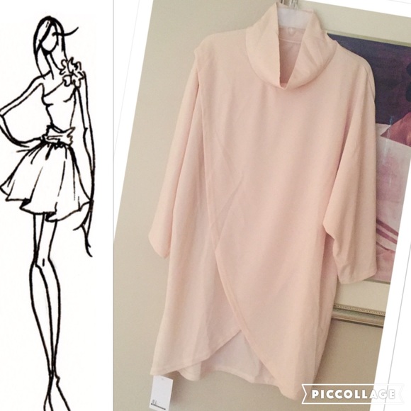 1 Left! Light Salmon Color Top w/Slouchy Mock Neck - Picture 4 of 4